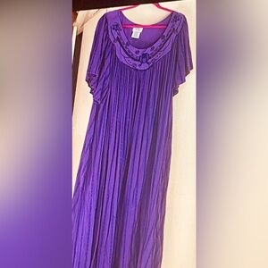 Only Necessities Maxi Vtg cotton blend dress flutter slvs 2X embroidered ethnic